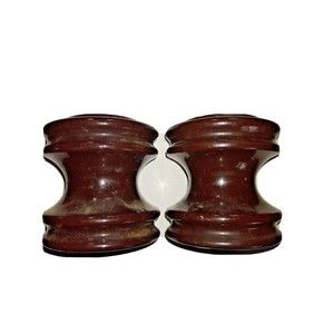 Vintage 2 Brown Porcelain Spool  Insulators Size 2-7/8" x 3-1/8" Made By Locke
